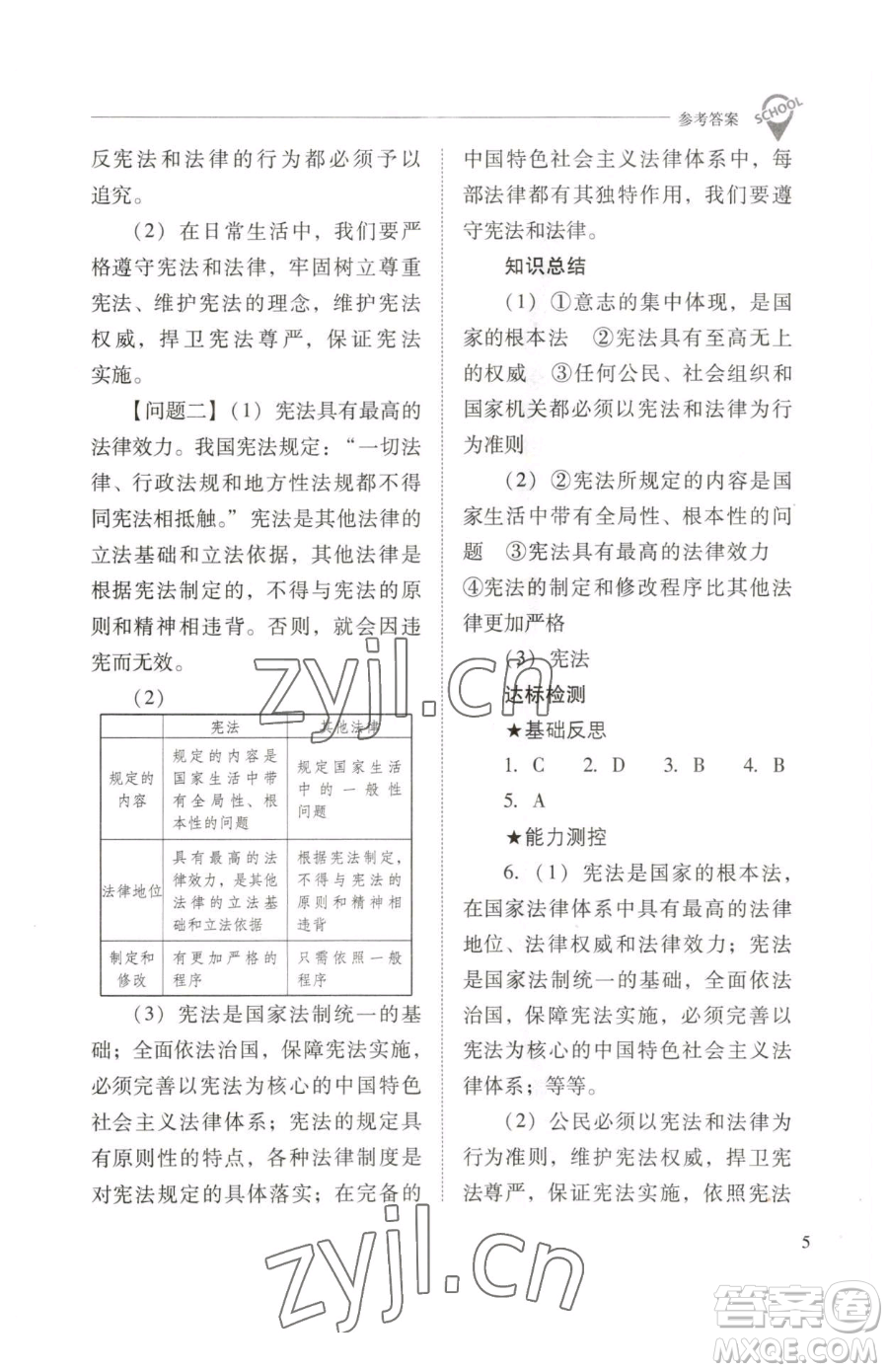 山西教育出版社2023新課程問(wèn)題解決導(dǎo)學(xué)方案八年級(jí)下冊(cè)道德與法治人教版參考答案