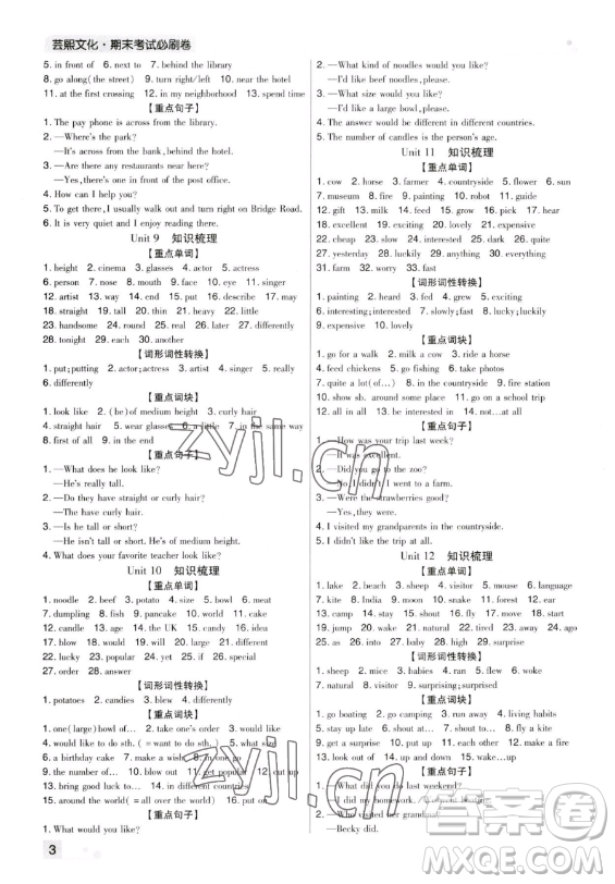 北方婦女兒童出版社2023期末考試必刷卷七年級下冊英語人教版鄭州專版參考答案