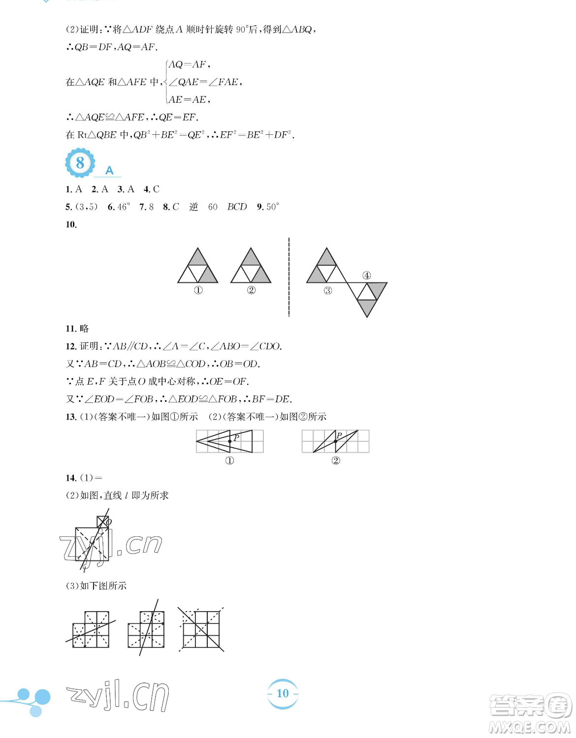 安徽教育出版社2023暑假作業(yè)八年級(jí)數(shù)學(xué)北師大版參考答案