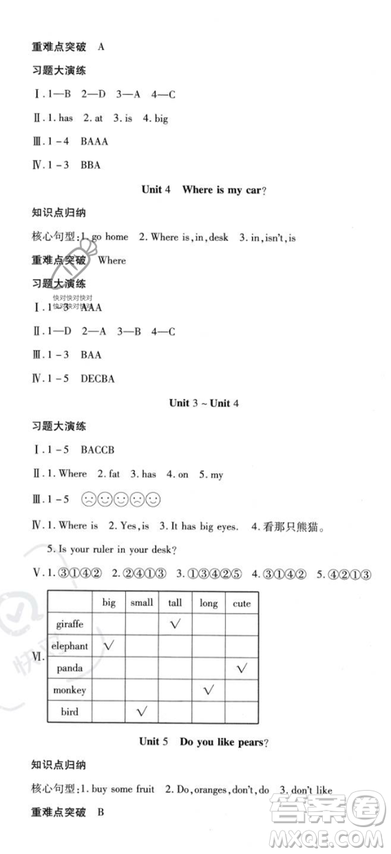 黃山書社2023智趣暑假溫故知新三年級(jí)英語人教版參考答案