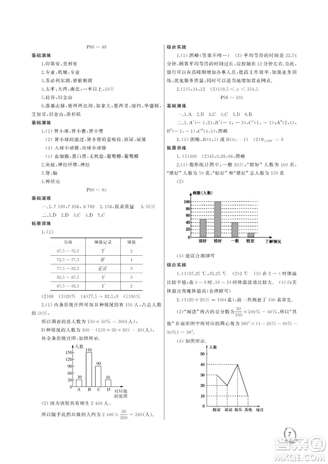 大連理工大學(xué)出版社2023年假期伙伴暑假作業(yè)七年級(jí)理綜答案