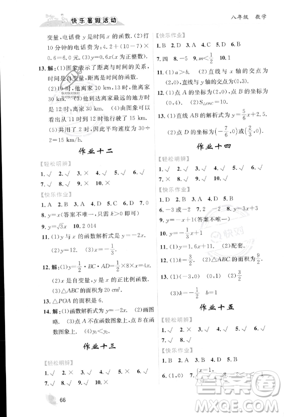 內(nèi)蒙古人民出版社2023年快樂(lè)暑假活動(dòng)八年級(jí)數(shù)學(xué)通用版答案