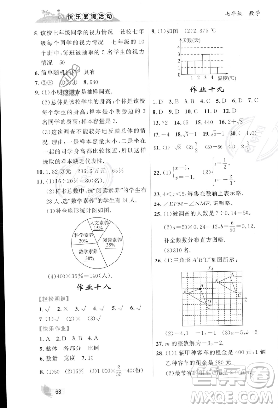 內(nèi)蒙古人民出版社2023年快樂(lè)暑假活動(dòng)七年級(jí)數(shù)學(xué)通用版答案