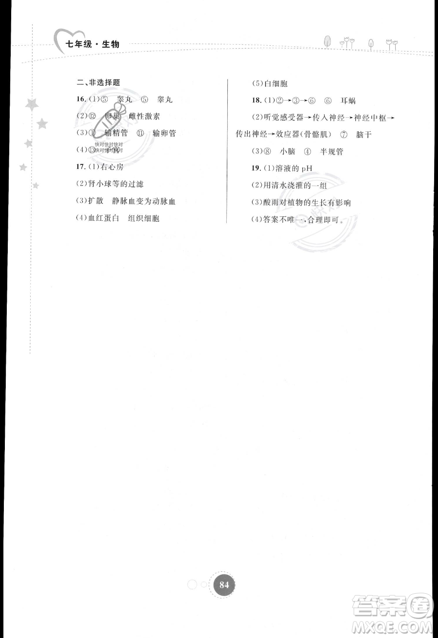 內(nèi)蒙古教育出版社2023年暑假作業(yè)七年級(jí)生物通用版答案