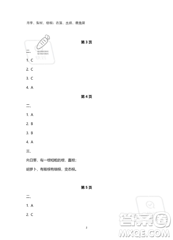 教育科學(xué)出版社2023年暑假作業(yè)四年級科學(xué)教科版答案