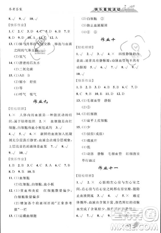 內(nèi)蒙古人民出版社2023年快樂暑假活動(dòng)七年級生物通用版答案