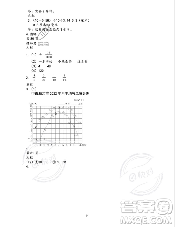 安徽少年兒童出版社2023年暑假作業(yè)五年級(jí)數(shù)學(xué)蘇教版答案