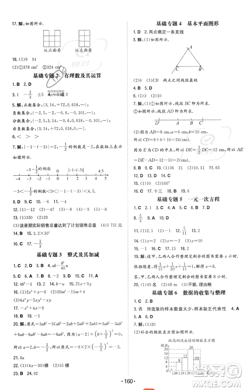 湖南教育出版社2023年一本同步訓(xùn)練七年級(jí)上冊(cè)數(shù)學(xué)北師大版答案