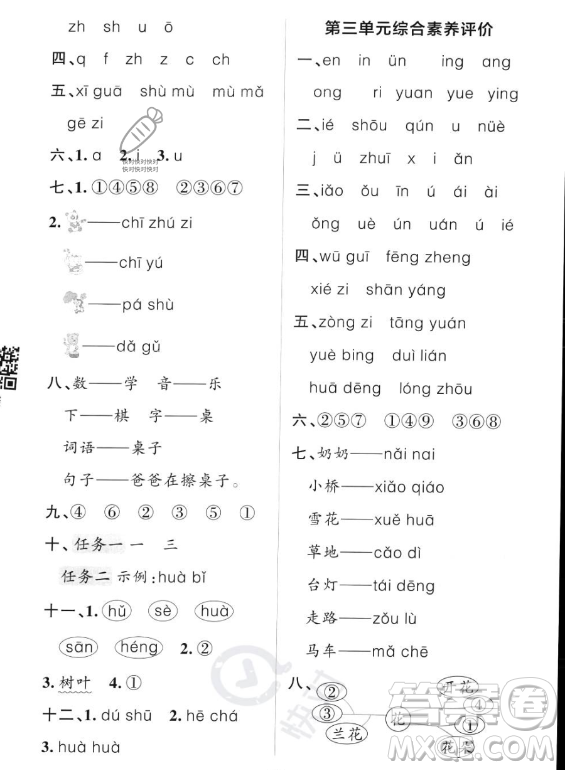 遼寧教育出版社2023PASS小學(xué)學(xué)霸作業(yè)本一年級上冊語文人教版答案