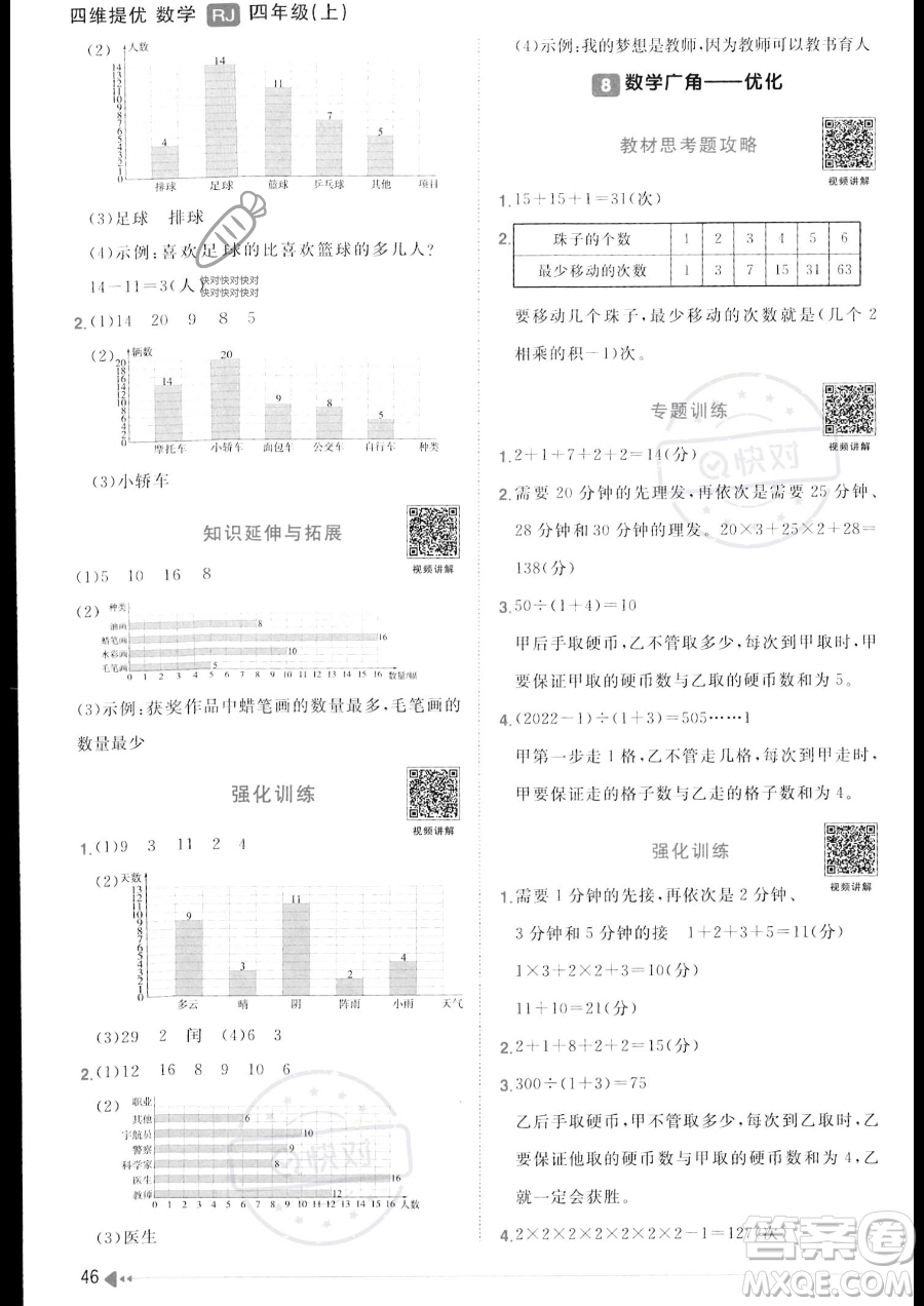 江西教育出版社2023陽(yáng)光同學(xué)課時(shí)優(yōu)化作業(yè)四年級(jí)上冊(cè)數(shù)學(xué)人教版答案