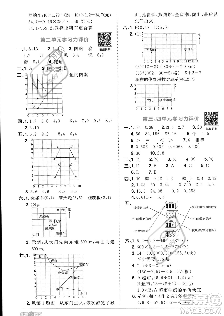 江西教育出版社2023陽光同學(xué)課時(shí)優(yōu)化作業(yè)五年級上冊數(shù)學(xué)人教版答案