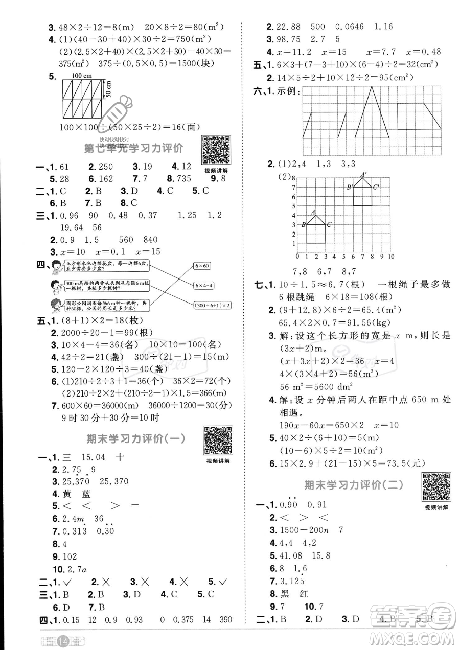 江西教育出版社2023陽光同學(xué)課時(shí)優(yōu)化作業(yè)五年級上冊數(shù)學(xué)人教版答案