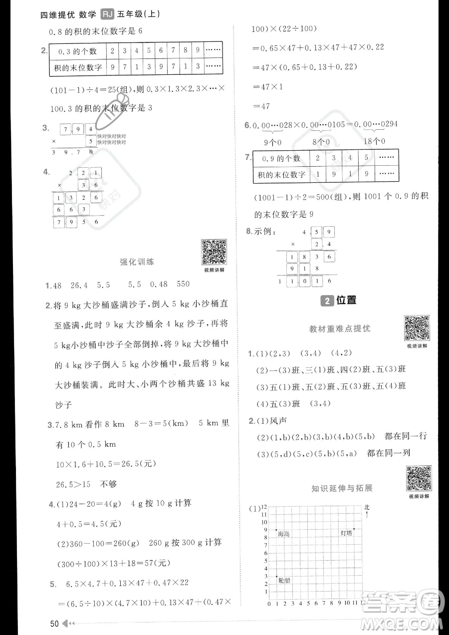 江西教育出版社2023陽光同學(xué)課時(shí)優(yōu)化作業(yè)五年級上冊數(shù)學(xué)人教版答案