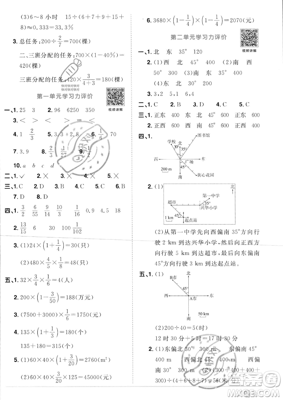 江西教育出版社2023陽(yáng)光同學(xué)課時(shí)優(yōu)化作業(yè)六年級(jí)上冊(cè)數(shù)學(xué)人教版答案