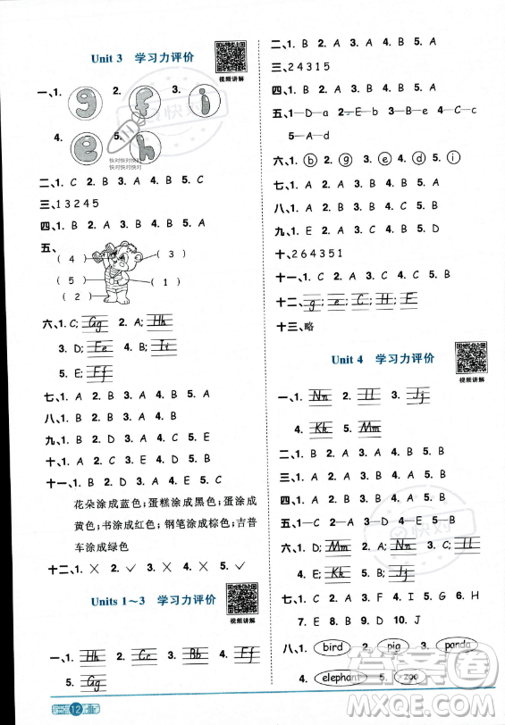 江西教育出版社2023陽光同學課時優(yōu)化作業(yè)三年級上冊英語人教PEP版答案