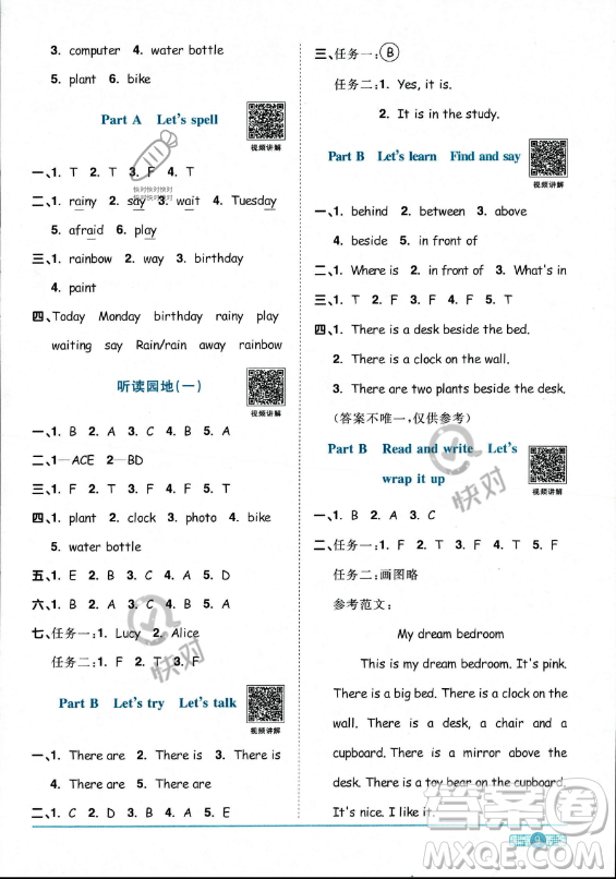 江西教育出版社2023陽光同學(xué)課時優(yōu)化作業(yè)五年級上冊英語人教PEP版答案