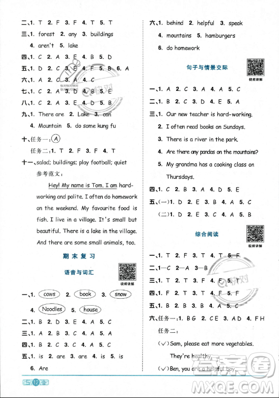 江西教育出版社2023陽光同學(xué)課時優(yōu)化作業(yè)五年級上冊英語人教PEP版答案