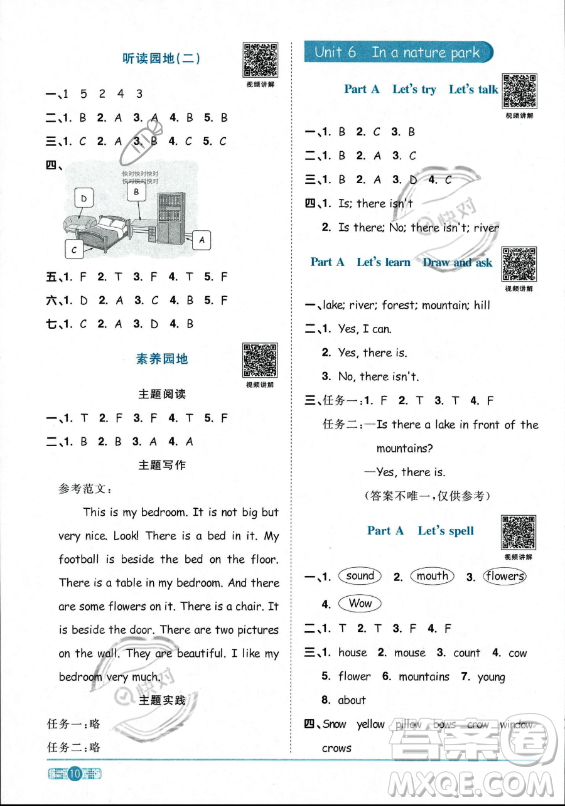 江西教育出版社2023陽光同學(xué)課時優(yōu)化作業(yè)五年級上冊英語人教PEP版答案