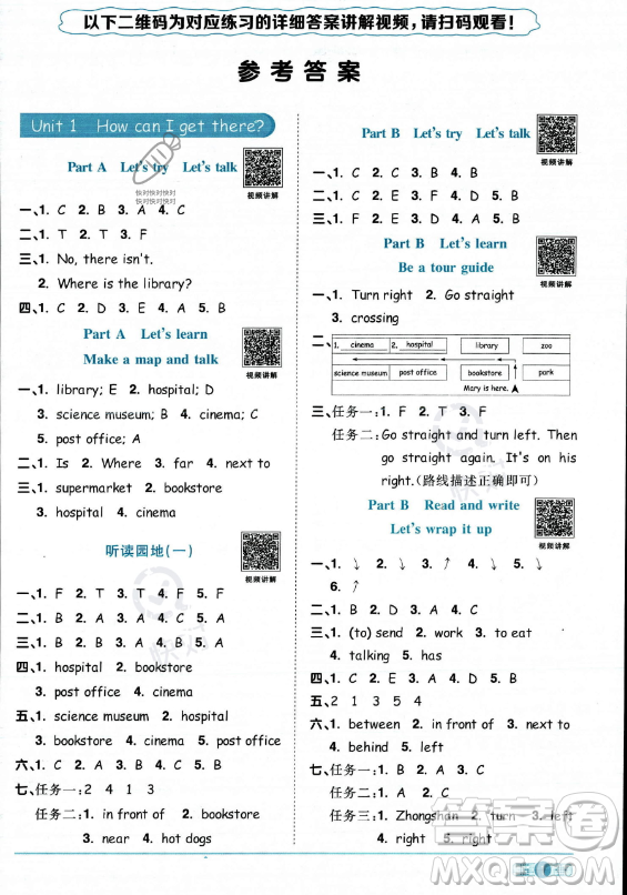 江西教育出版社2023陽光同學(xué)課時優(yōu)化作業(yè)六年級上冊英語人教PEP版答案