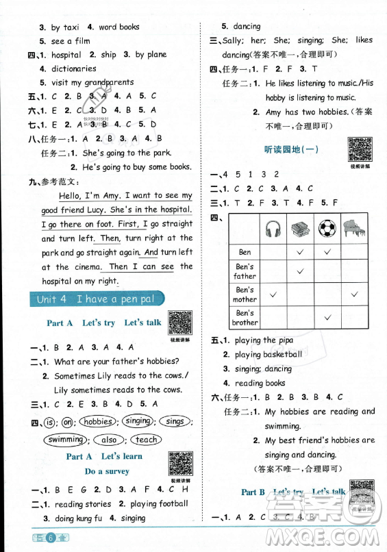 江西教育出版社2023陽光同學(xué)課時優(yōu)化作業(yè)六年級上冊英語人教PEP版答案