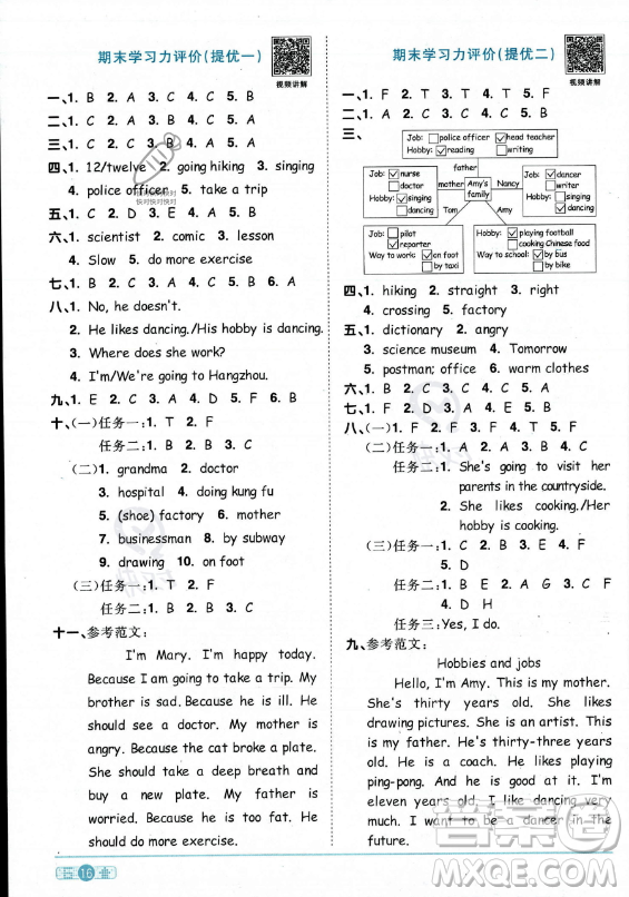 江西教育出版社2023陽光同學(xué)課時優(yōu)化作業(yè)六年級上冊英語人教PEP版答案