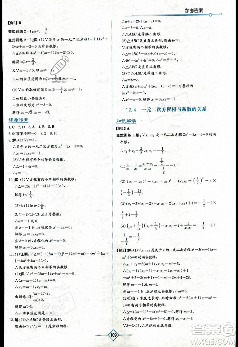 湖南教育出版社2023學(xué)法大視野九年級(jí)上冊(cè)數(shù)學(xué)湘教版答案