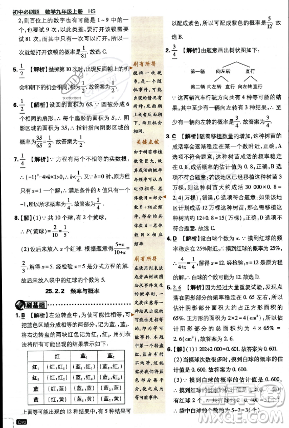 開明出版社2024屆初中必刷題九年級上冊數(shù)學(xué)華師版答案