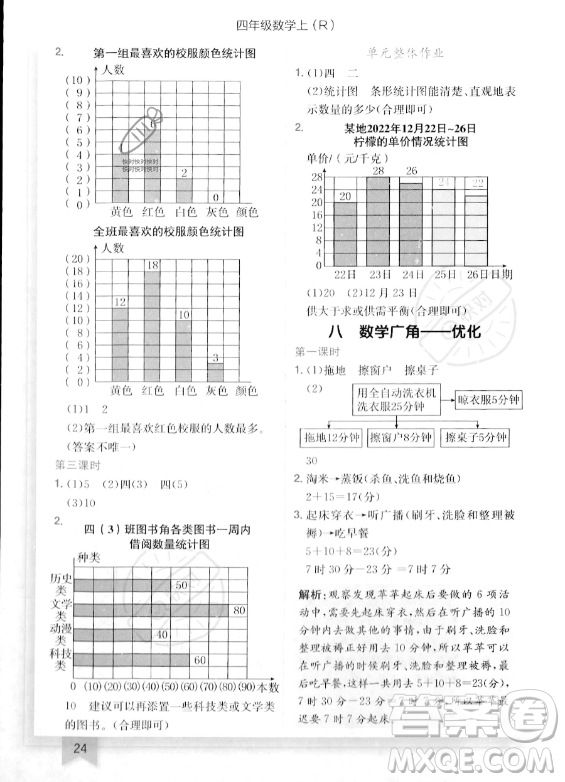 龍門書局2023年秋季黃岡小狀元作業(yè)本四年級(jí)上冊(cè)數(shù)學(xué)人教版答案