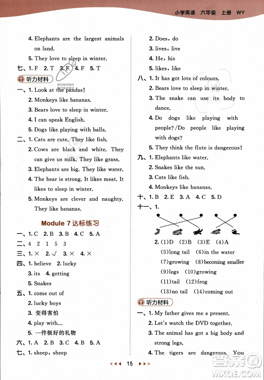 地質(zhì)出版社2023年秋季53天天練六年級(jí)上冊(cè)英語(yǔ)外研版答案