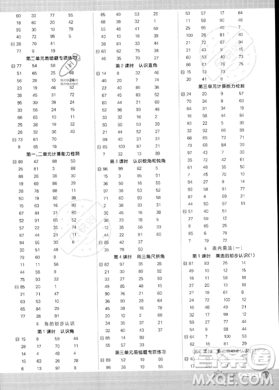 江西教育出版社2023年秋季陽光同學(xué)計算小達(dá)人二年級上冊數(shù)學(xué)人教版答案