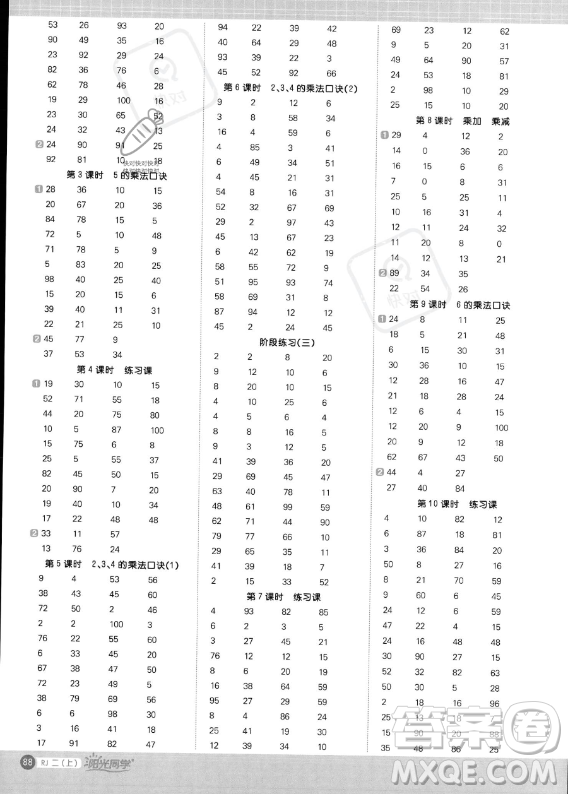 江西教育出版社2023年秋季陽光同學(xué)計算小達(dá)人二年級上冊數(shù)學(xué)人教版答案