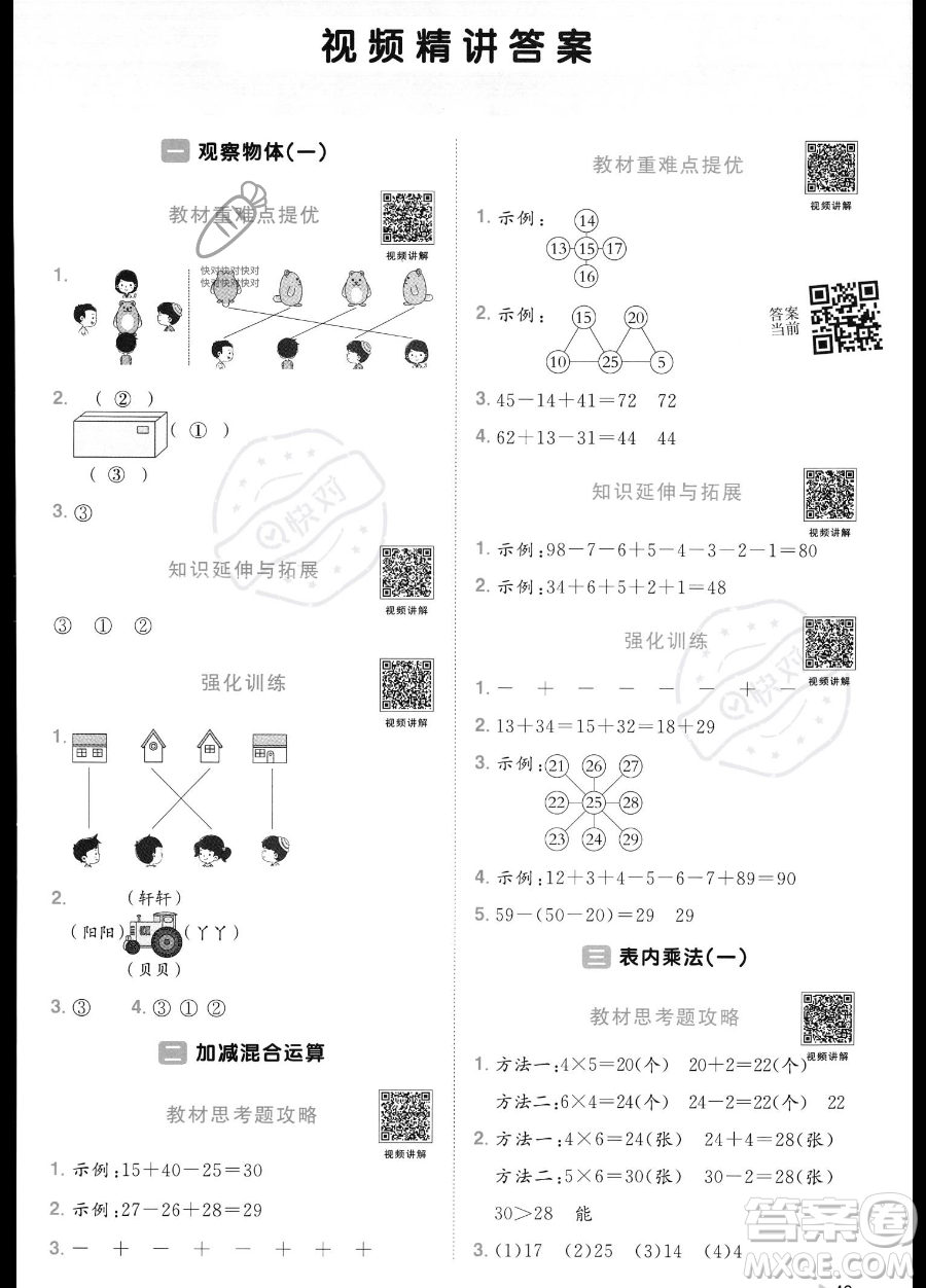 江西教育出版社2023年秋季陽光同學(xué)課時(shí)優(yōu)化作業(yè)二年級上冊數(shù)學(xué)冀教版答案