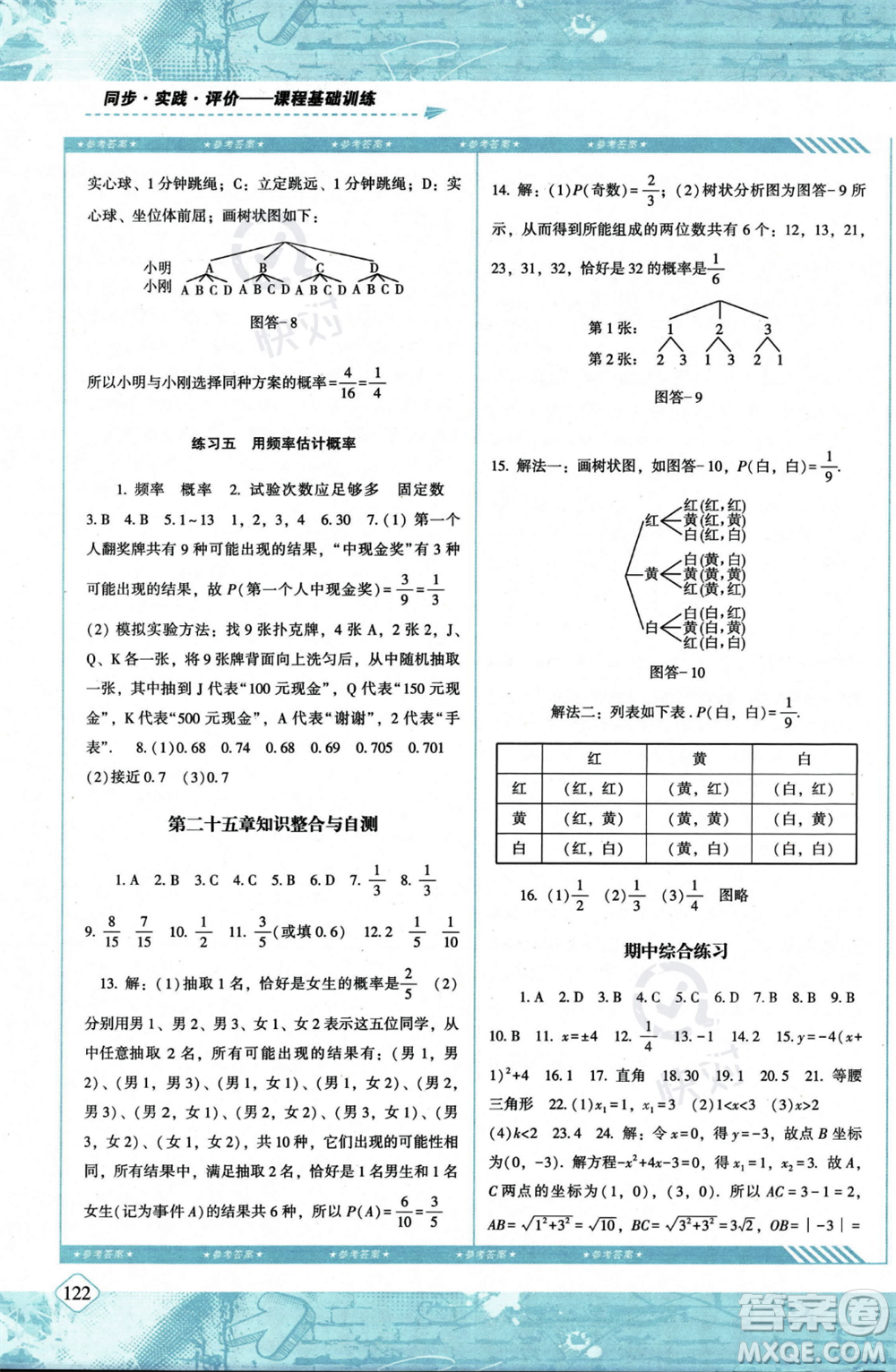 湖南少年兒童出版社2023年秋季同步實踐評價課程基礎訓練九年級上冊數(shù)學人教版答案