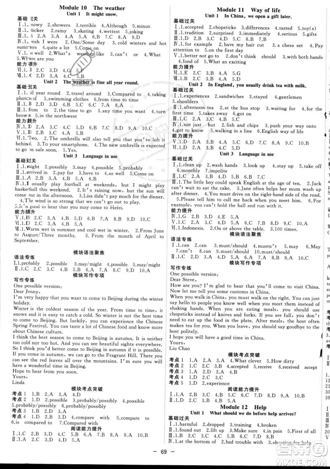 合肥工業(yè)大學(xué)出版社2023年秋季全頻道課時作業(yè)八年級上冊英語外研版答案