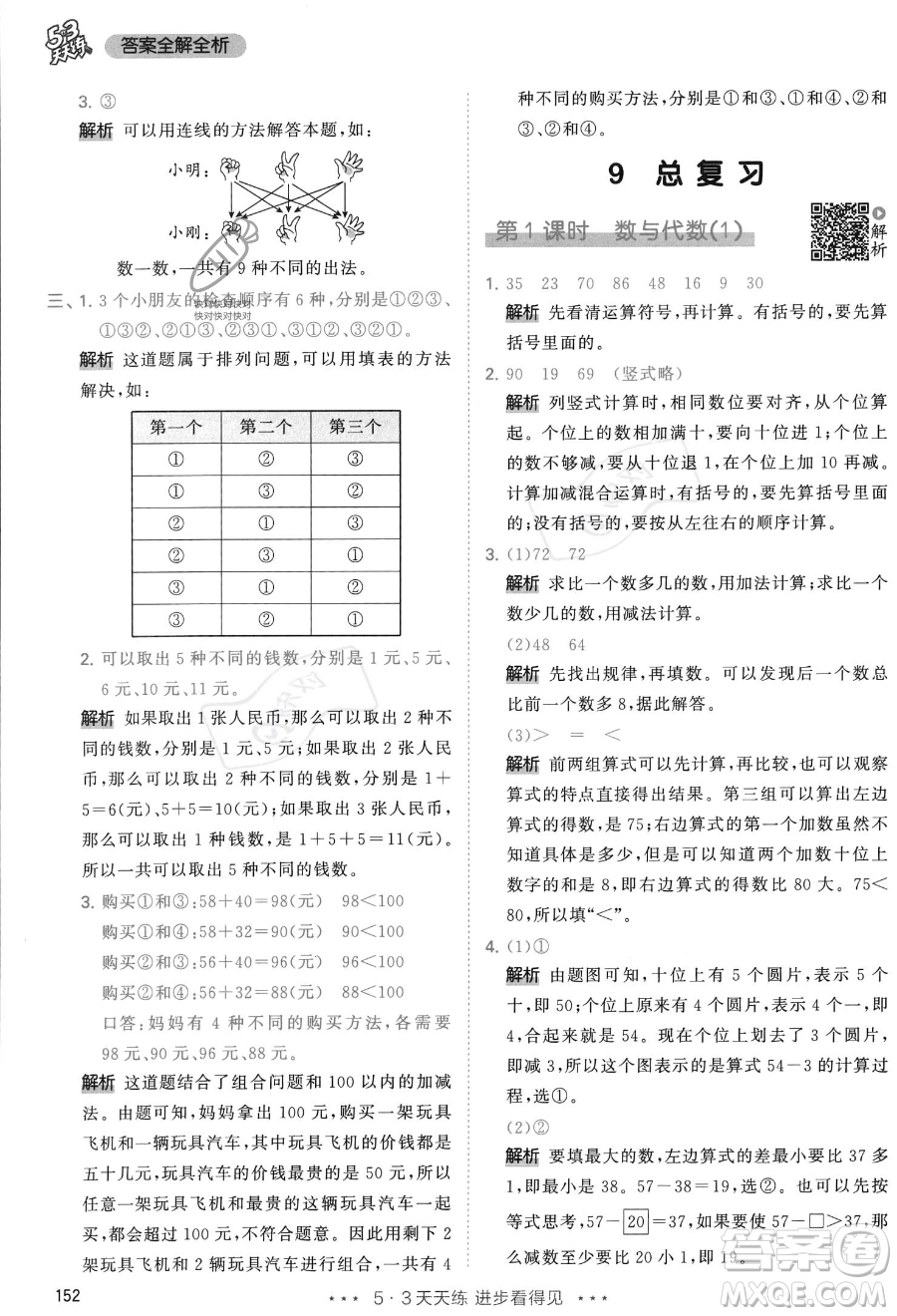 教育科學出版社2023年秋季53天天練二年級上冊數學人教版答案