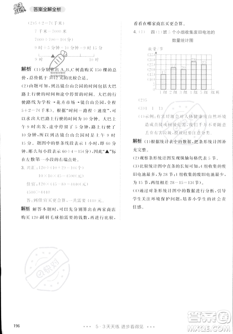 教育科學(xué)出版社2023年秋季53天天練四年級上冊數(shù)學(xué)人教版答案