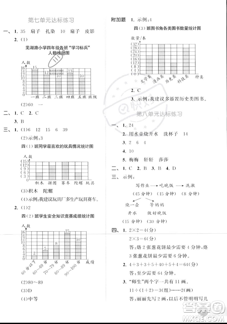 教育科學(xué)出版社2023年秋季53天天練四年級上冊數(shù)學(xué)人教版答案