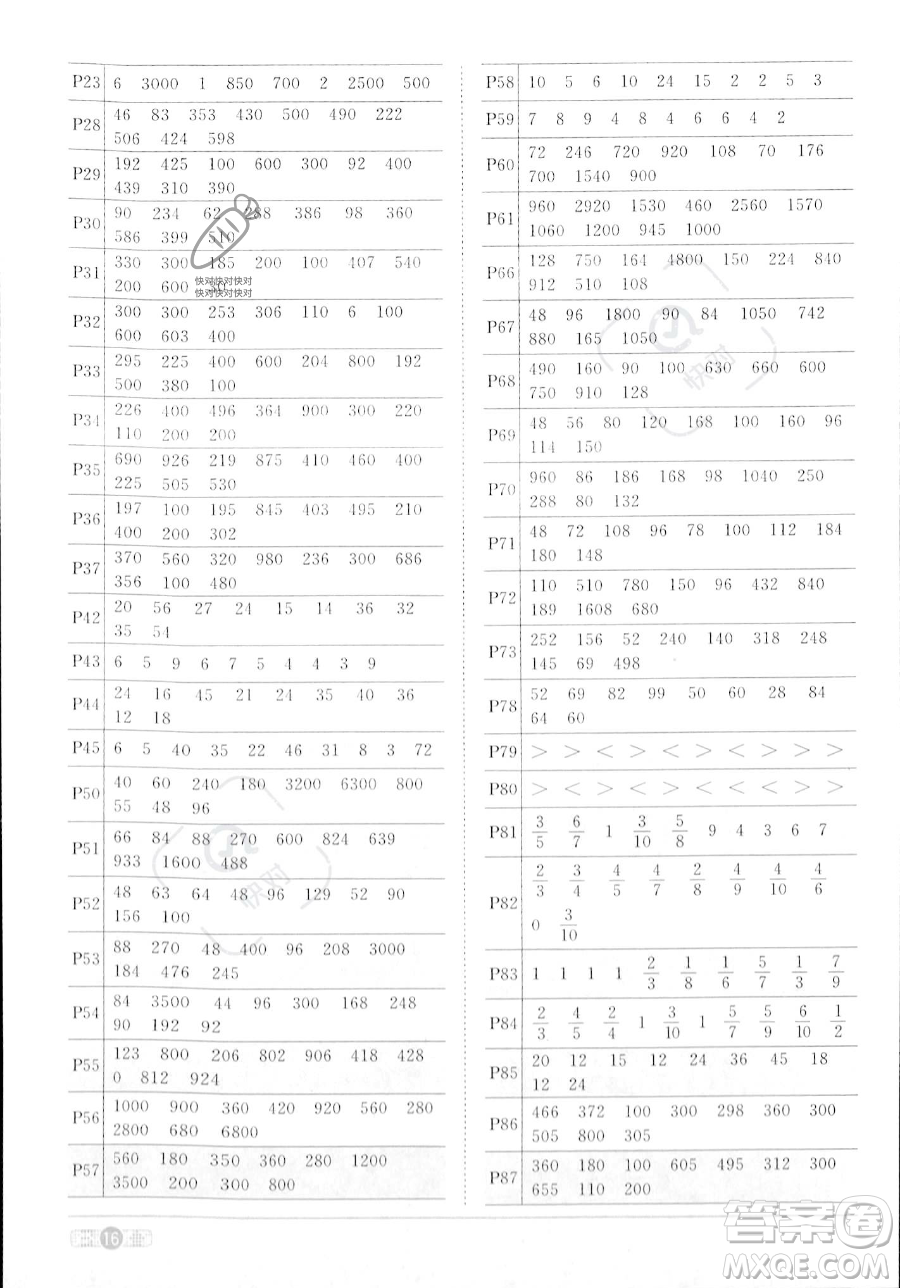 江西教育出版社2023年秋季陽光同學課時優(yōu)化作業(yè)三年級上冊數(shù)學人教版答案