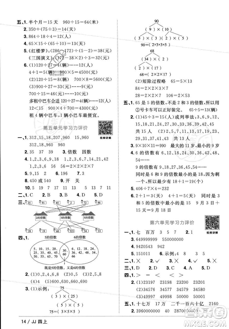 江西教育出版社2023年秋季陽光同學(xué)課時(shí)優(yōu)化作業(yè)四年級上冊數(shù)學(xué)冀教版答案