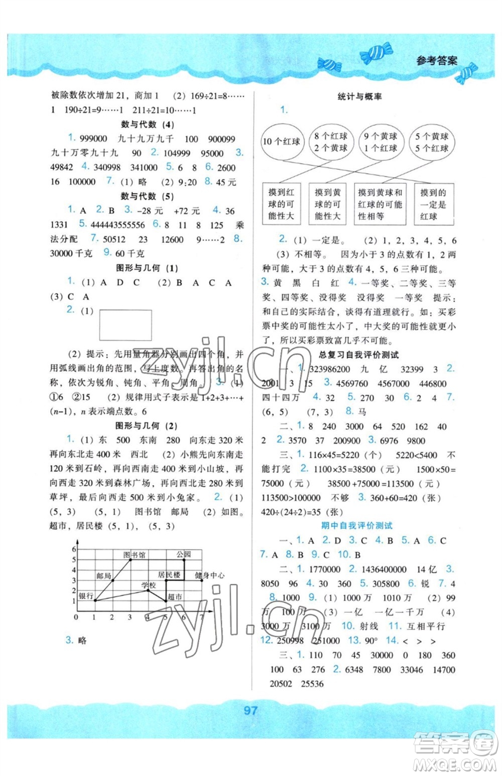 遼海出版社2023年秋新課程能力培養(yǎng)四年級數(shù)學(xué)上冊北師大版參考答案