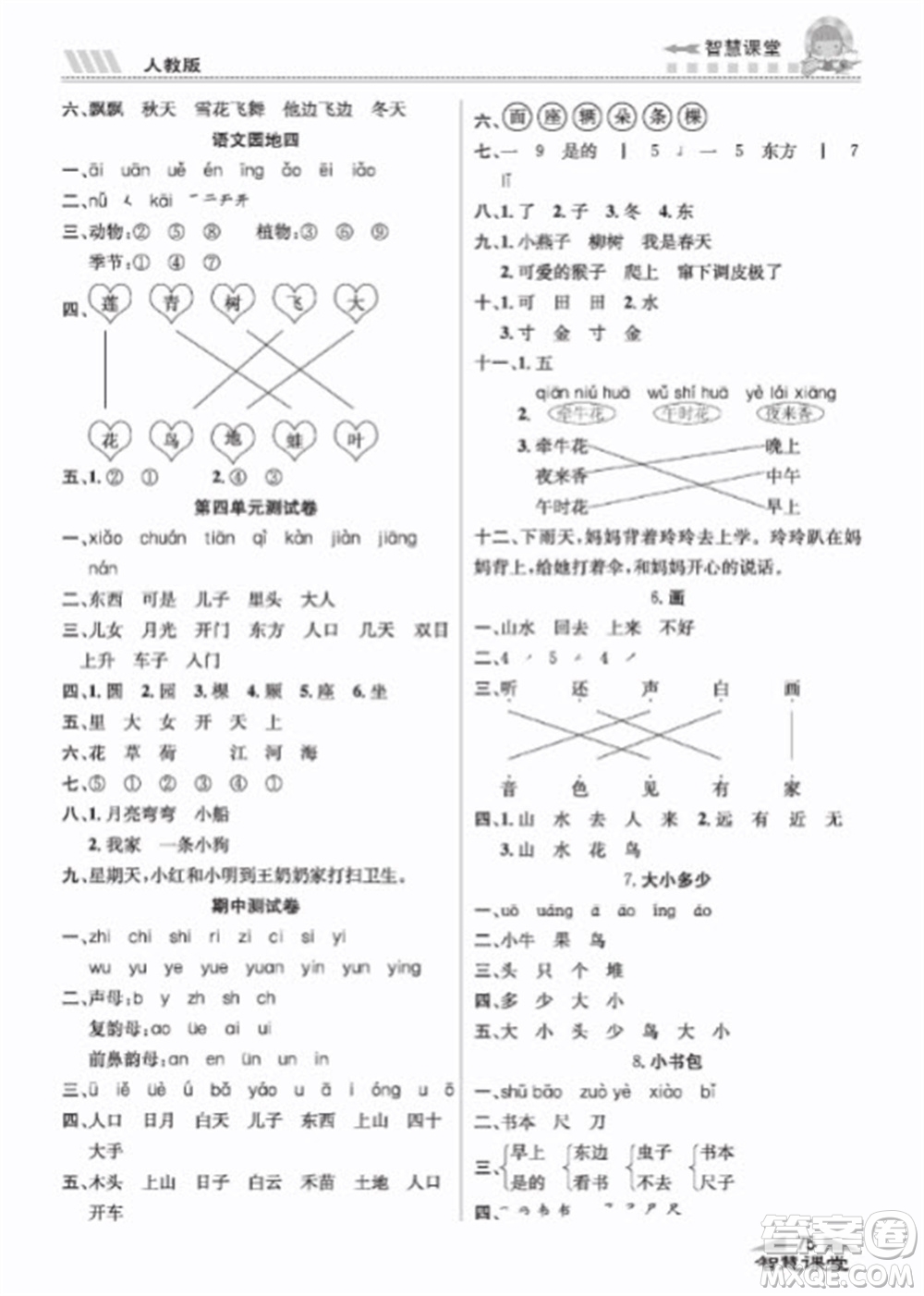 云南科技出版社2023秋智慧課堂同步講練測一年級語文上冊人教版參考答案