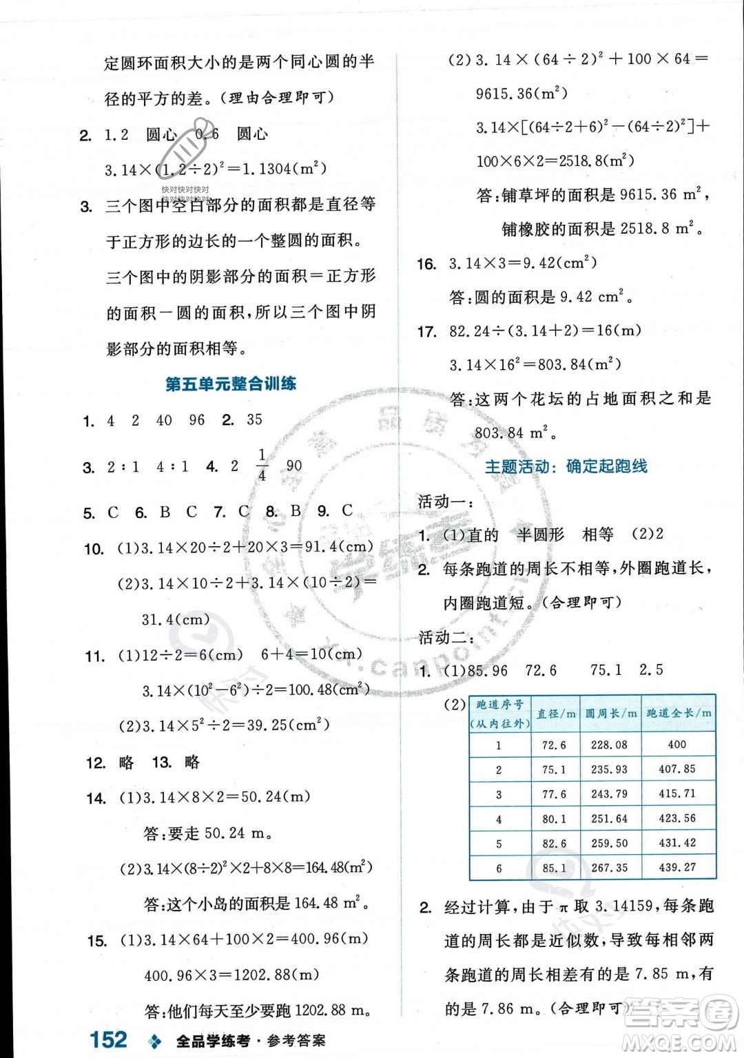 開明出版社2023年秋季全品學(xué)練考六年級(jí)上冊(cè)數(shù)學(xué)人教版答案