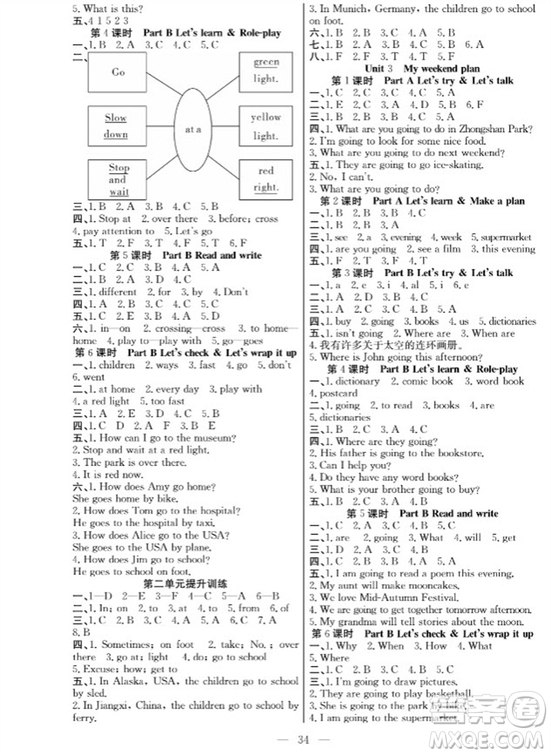 合肥工業(yè)大學(xué)出版社2023年秋課堂制勝課時作業(yè)六年級英語上冊人教版參考答案