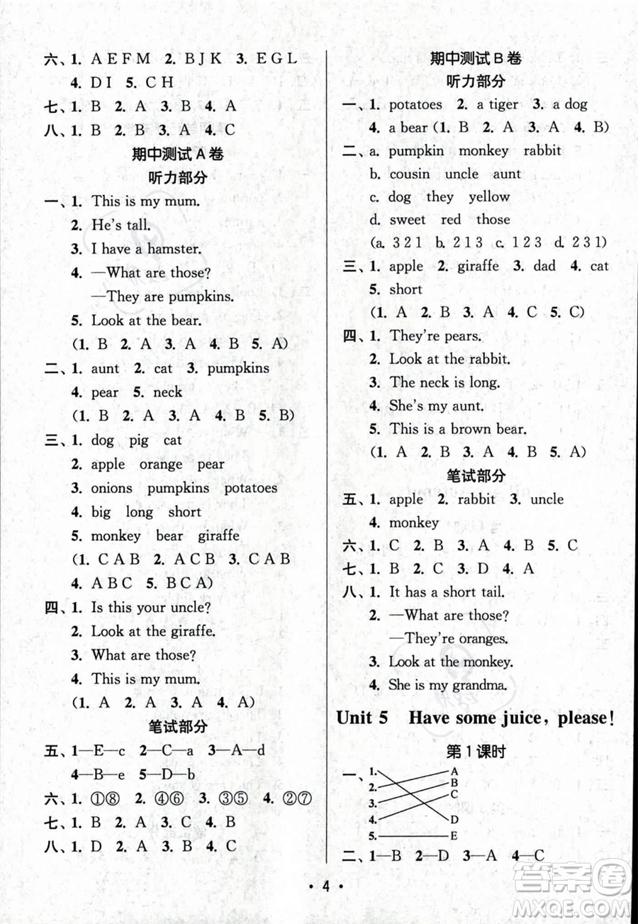 江蘇鳳凰美術出版社2023年秋季創(chuàng)新課時作業(yè)本二年級上冊英語江蘇版答案