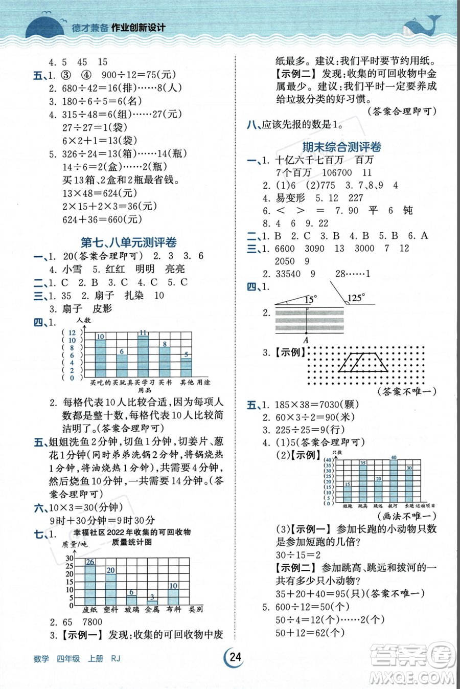 江西人民出版社2023年秋王朝霞德才兼?zhèn)渥鳂I(yè)創(chuàng)新設(shè)計(jì)四年級(jí)上冊數(shù)學(xué)人教版答案