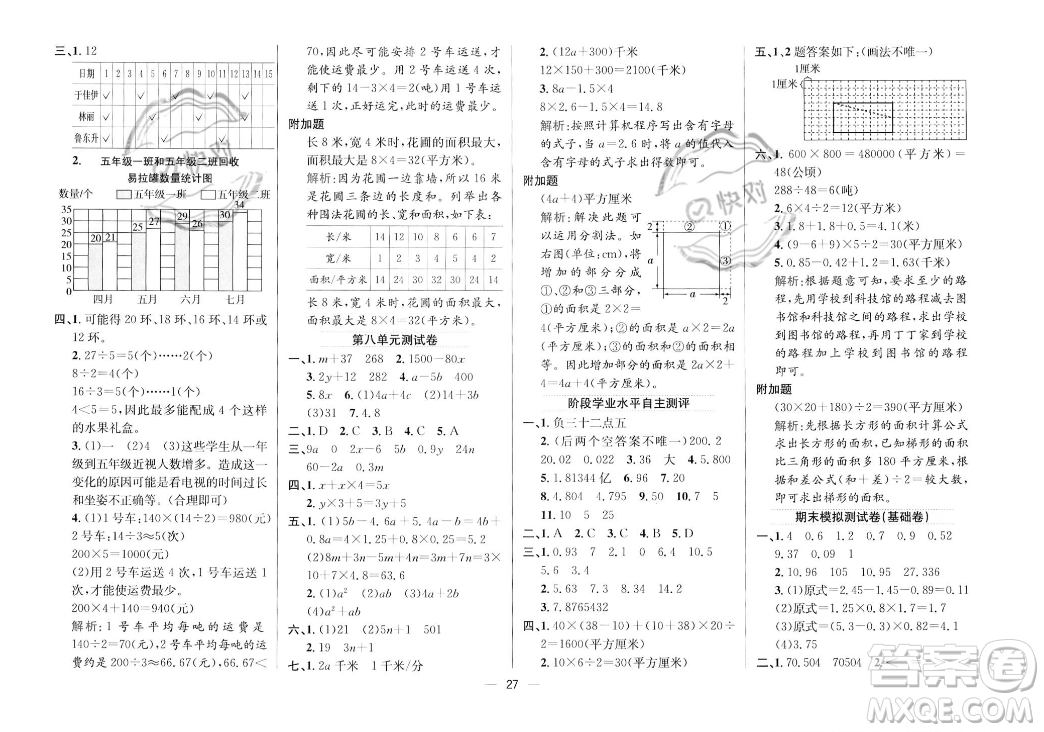 陜西人民教育出版社2023年秋小學(xué)教材全練五年級上冊數(shù)學(xué)江蘇版答案