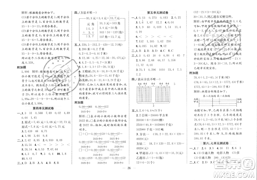 陜西人民教育出版社2023年秋小學(xué)教材全練五年級上冊數(shù)學(xué)江蘇版答案