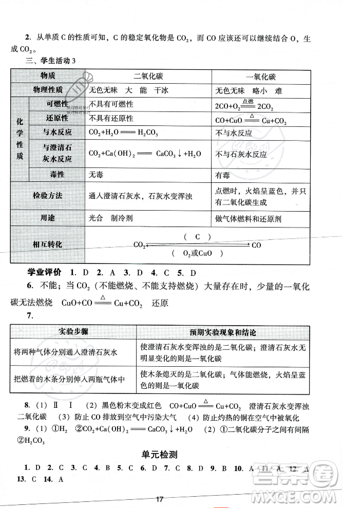 廣州出版社2023年秋陽光學(xué)業(yè)評價九年級化學(xué)上冊人教版答案