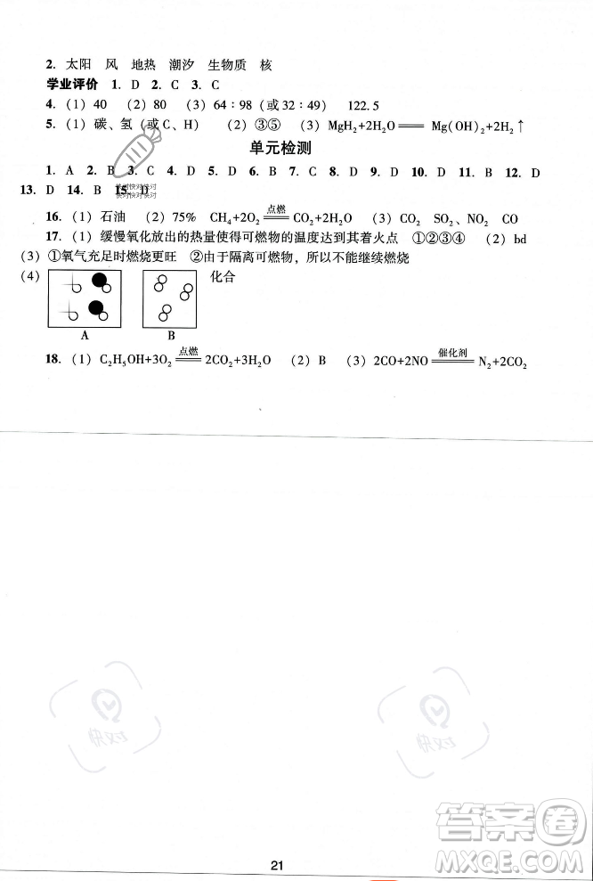 廣州出版社2023年秋陽光學(xué)業(yè)評價九年級化學(xué)上冊人教版答案