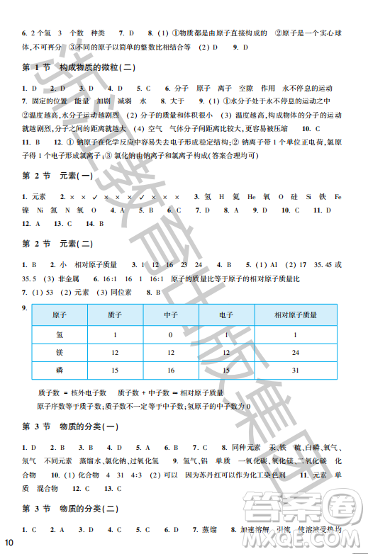 浙江教育出版社2023年秋科學作業(yè)本八年級科學上冊華師大版答案